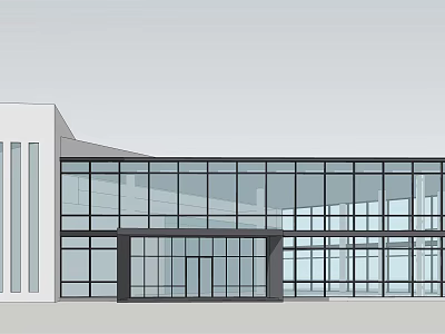 Modern Office Building Exterior With Glass Curtain Wall And Contemporary Design 3d model