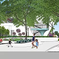 Modern Kindergarten Building With Colorful Roof Green Lawn And Play Facilities