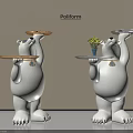 Polar Bear Shaped Side Tables With Trays Holding Green Plant And Blue Pot