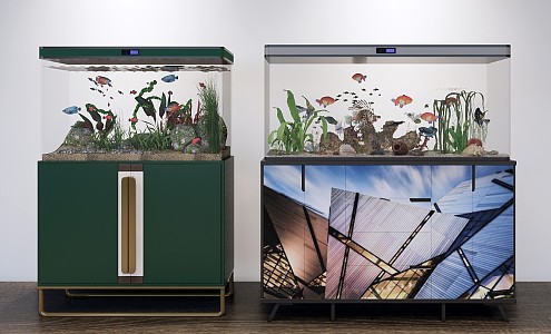 Modern Fish Tank Side Cabinet Fish Tank Tropical Fish 3d model