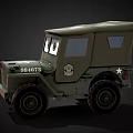 Animated Green Military Jeep Character With Big Eyes And US Army Markings