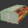 Cartoon Scene Of Red And White Small Building Model With Windows And Door Design