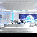 Modern Corporate Office Reception Hall With Exquisite Front Desk Brand Wall And Professional Receptionist