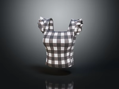Fashionable Black And White Checkered Top With Ruffled Sleeves And Square Neck Design 3d model