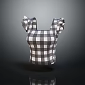Fashionable Black And White Checkered Top With Ruffled Sleeves And Square Neck Design