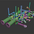 Industrial Mechanical Equipment Featuring Metal Pipes Valves And Connection Components 3d model