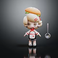 Burger Head Chef Character Wearing Apron Holding Spoon in Kitchen Style Design
