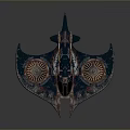 Vintage Rustic Blue Spaceship Design With Streamlined Wings And Circular Engines 3d model