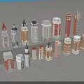 Various Modern And Classic Architectural Towers With Different Designs And Colors