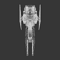 Futuristic Sci-Fi Metallic Spaceship With Sharp Wings Armored Hull And Engines