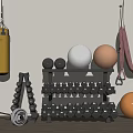 Sports Equipment With Punching Bag Exercise Balls Dumbbell Rack And Yoga Hammock
