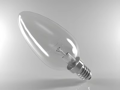 Transparent Candle Shaped Glass Light Bulb With Filament And Screw Base 3d model