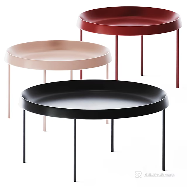 Modern Round Coffee Tables With Multiple Colors And Slim Leg Design 3d model