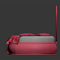 People Sitting on Pink Heart Shaped Sofa With Red Heart Pattern Blanket and Cushions