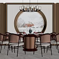 New Chinese Dining Table and Chair Combination Dining Table and Chair 3d model