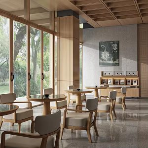 Log Wind Tea Restaurant Dining Table and Chair Display Cabinet Display Cabinet 3d model