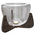 Modern Illuminated Table Lamp With Transparent Glass Shade And Wooden Stand