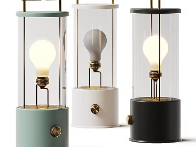 Modern Table Lamps With Glass Shade Green White Black Metal Base And Gold Accents 3d model