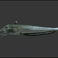 Green Fish With Open Mouth And Whiskers On Dark Background 3D Rendering