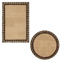 Traditional Square Rugs with Brown Beige Tones and Intricate Border Patterns 3d model