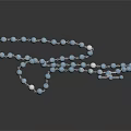 Shiny Blue Rosary Beads With Silver Cross Pendant On Dark Surface