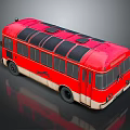 Red Vintage Bus With Black Roof And White Bottom Exterior Design