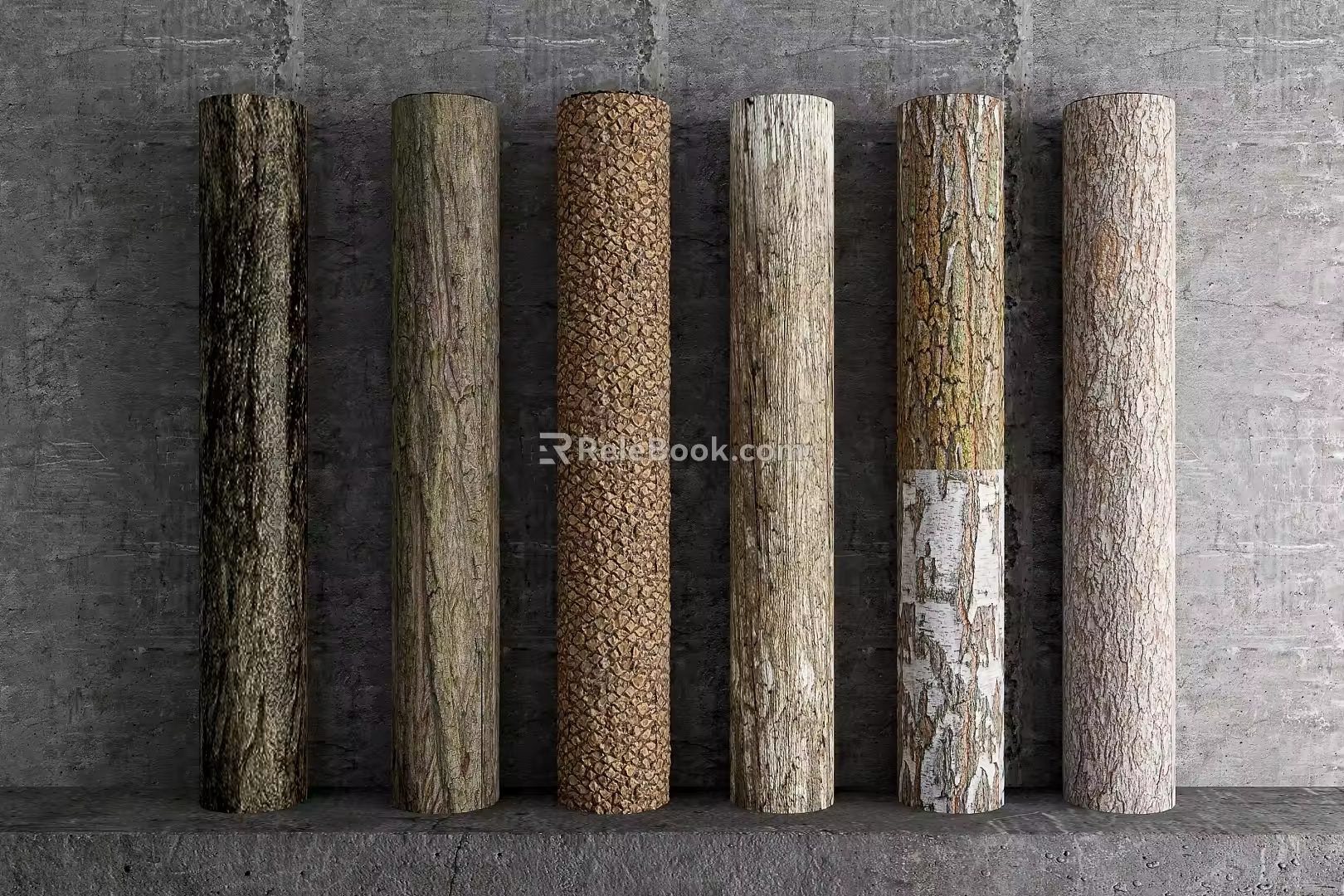 Log Old Trunk Rough Bark Wood Grain 3D Model 3d model