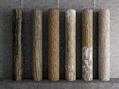 Log Old Trunk Rough Bark Wood Grain 3D Model 3d model