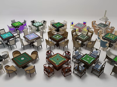 Modern Mahjong Table and Chair Chess and Card Table 3d model