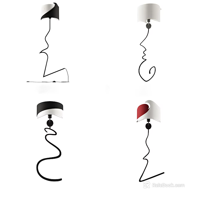 Modern Abstract Wall Lamps With Creative Curved Shapes And Unique Designs 3d model 