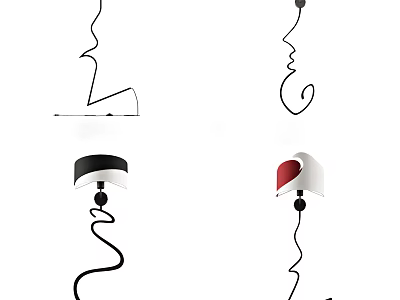 Modern Abstract Wall Lamps With Creative Curved Shapes And Unique Designs 3d model