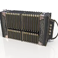 Vintage Accordion Household Item With Ornate Patterns Metal Keys And Leather Handle