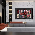 Modern Living Dining Room Interior With Blue Sofa Dining Table And Recessed Lighting