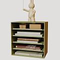 Green Multi Layer Bookcase With Organized Folders Books And Decorative Figurine