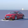 Red Audi Car Parked in Audi Branded Parking Space With Yellow Parking Assist Sensors