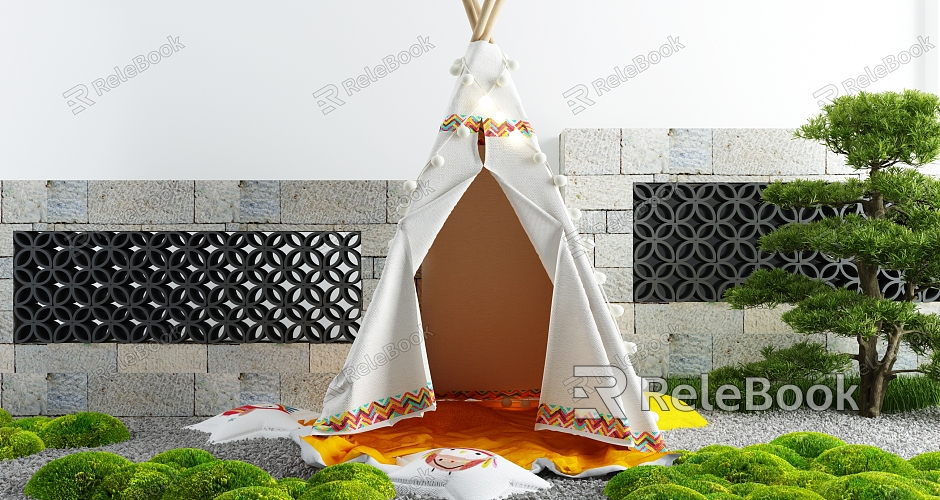 Modern tent courtyard landscape sketch model