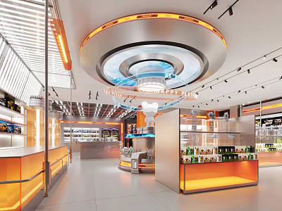 Modern Mall Store Interior Design With Bright Lighting Display Cabinets And Product Displays 3d model