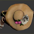 Fashionable Female Character Wearing Pink Polka Dot Outfit With Floral Hat And Sandals