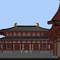 Traditional Chinese Ancient Architecture Models With Classic Roof Styles And Red Structures