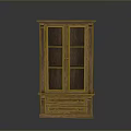 Classic Wooden Display Cabinet With Glass Doors And Bottom Drawer Storage Design