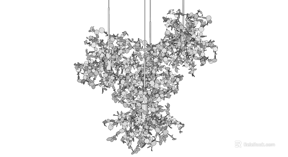 Unique Abstract Shape Artistic Chandelier With Intricate Design Structure For Modern Interiors 3d model 