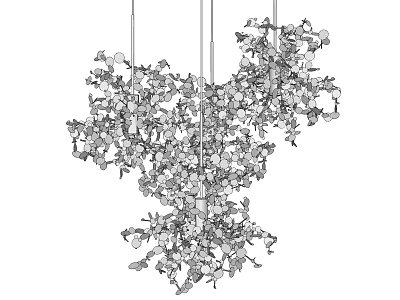 Unique Abstract Shape Artistic Chandelier With Intricate Design Structure For Modern Interiors 3d model