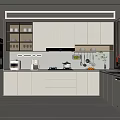 Modern Kitchen Interior With White Cabinets Black Appliances And Window Countertop 3d model