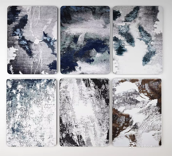 Stylish Square Rug With Abstract Colorful Patterns For Modern Home Decor 3d model