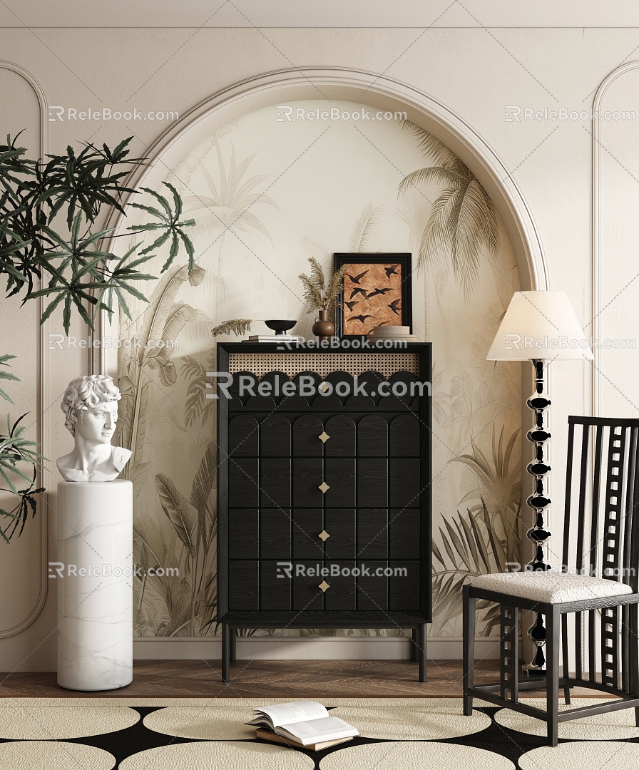 French Style End View Cabinet Decorative Cabinet Entrance Cabinet 3d model