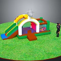 Colorful Outdoor Kids Inflatable Playground Equipment With Slide And Ball Pit