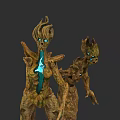 Fantasy Tree Characters And Creatures With Wooden Body Glowing Blue Eyes And Blue Chest