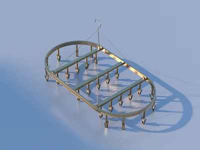 Sturdy Metal Circular Clothes Drying Rack With Multiple Hanging Hooks For Household Use 3d model