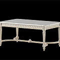 Elegant Classical Coffee Table With Marble Top And Ornate Carved Legs Design