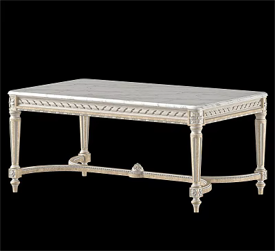 Elegant Classical Coffee Table With Marble Top And Ornate Carved Legs Design 3d model